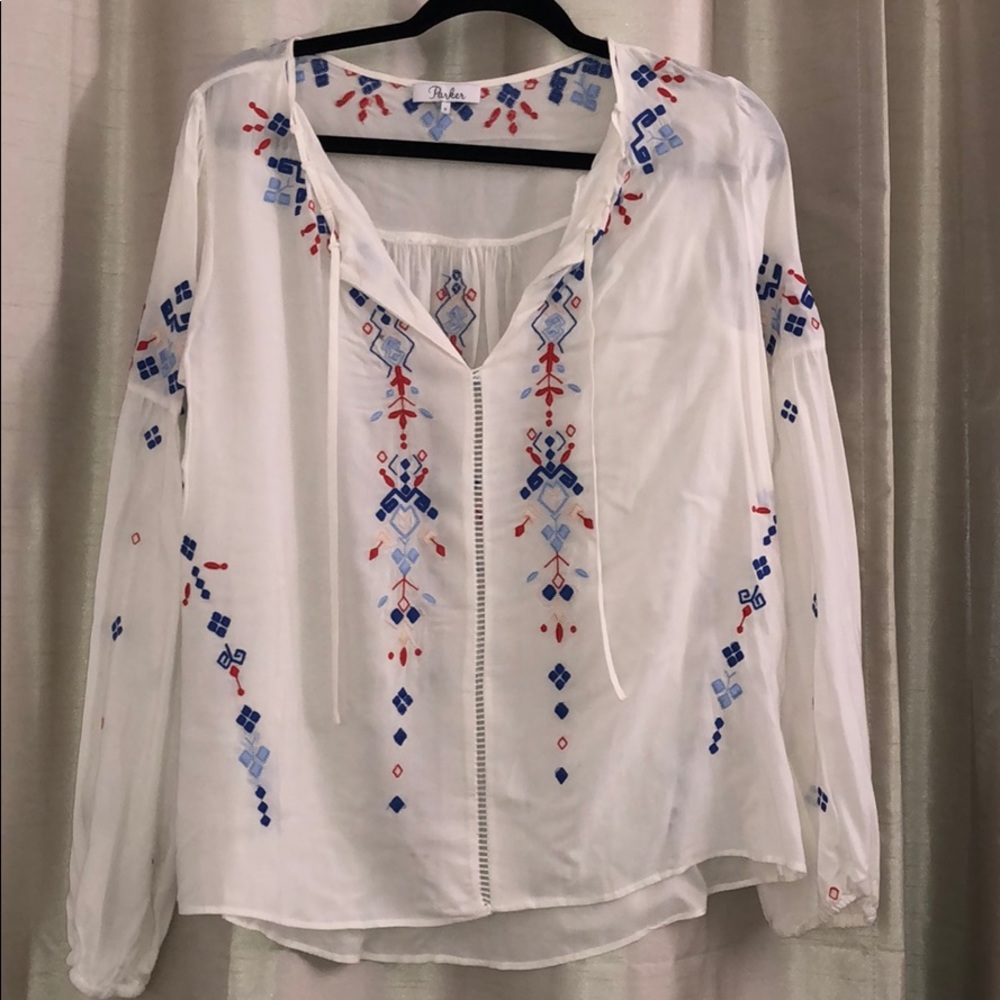 White patterned Parker top